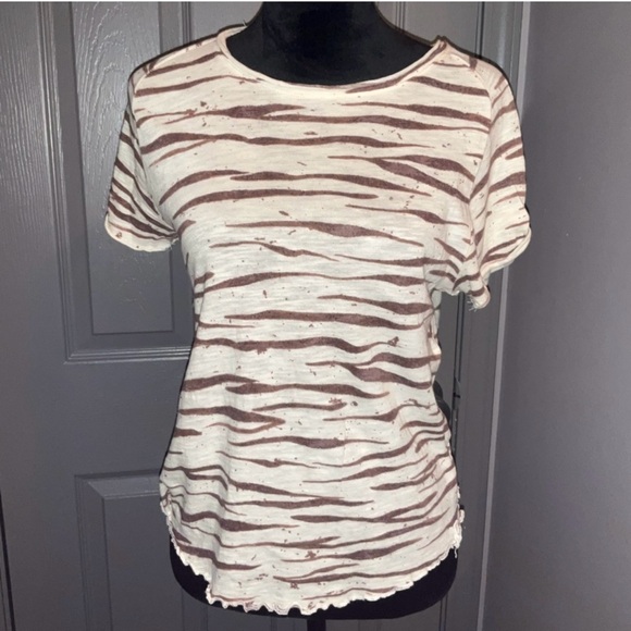 Free People Tops - NWT We the Free large cream and brown zebra print